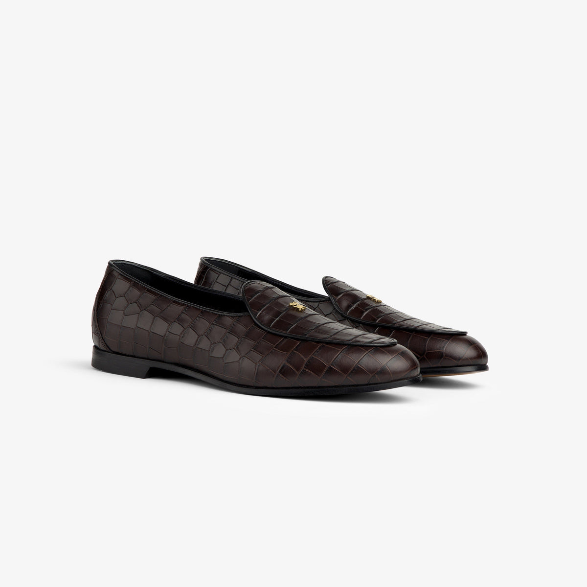 Croc-Embossed Crest Salóni Loafer
