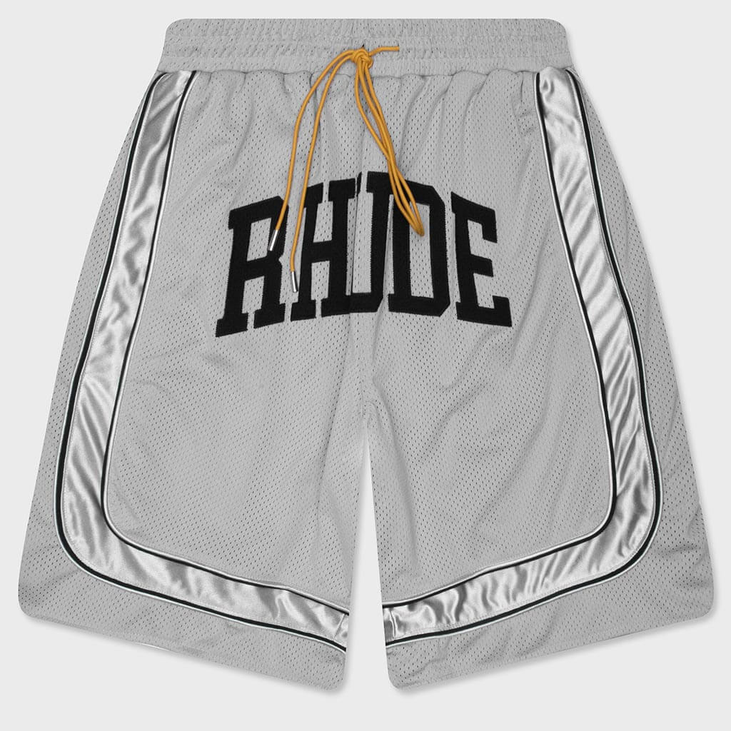 Baggy Mesh Collegiate Logo Shorts - Grey/Silver