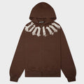 Big Neck Logo Zip Loose Hoodie - Brown/Off White
