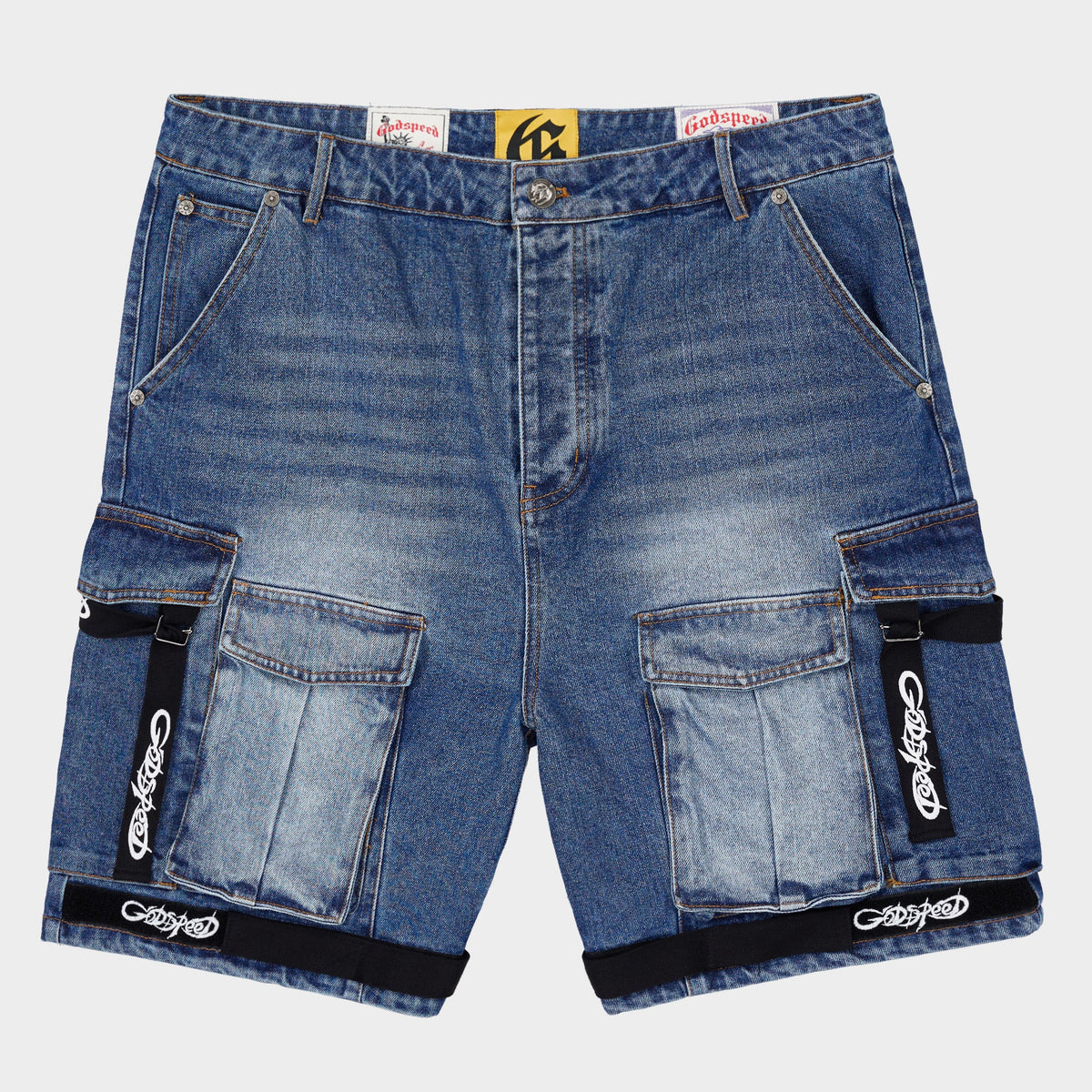 Utility Denim Shorts (Blue/Black)