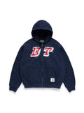 Distressed Tackle Twill Zip Up Hoodie Navy