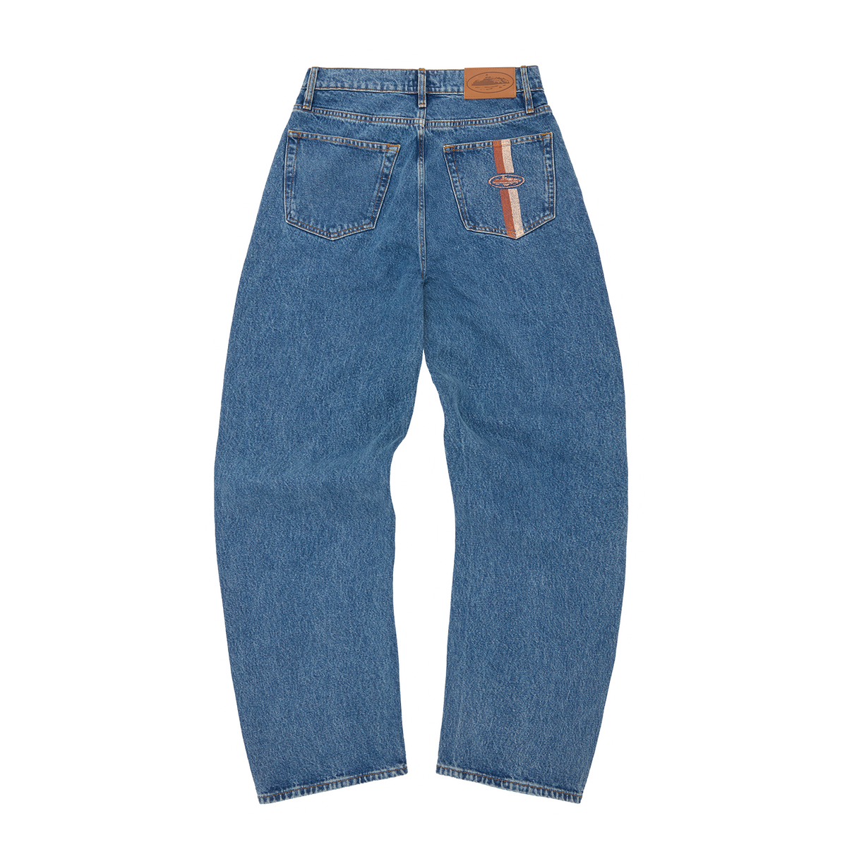 DUAL STRIPE BAGGY JEANS [MIDWASH]