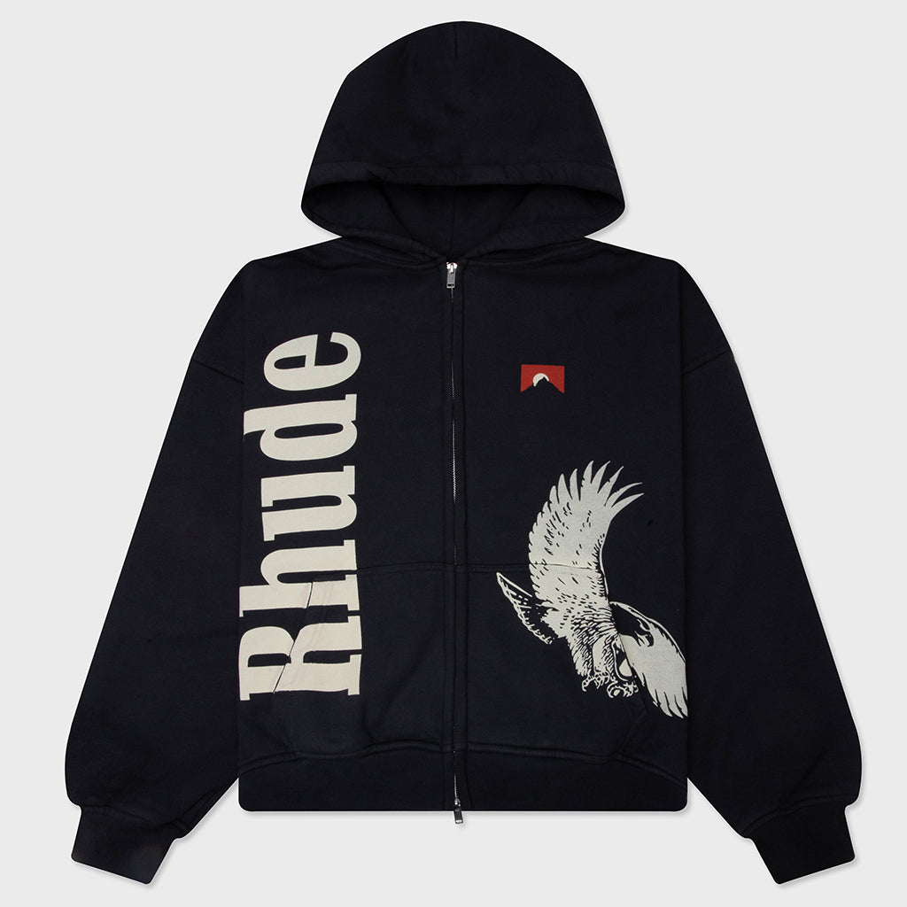 Eagle Pass Zip-Up Hoodie - Vintage Black/White
