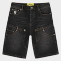Twin Panel Denim Shorts (Black)
