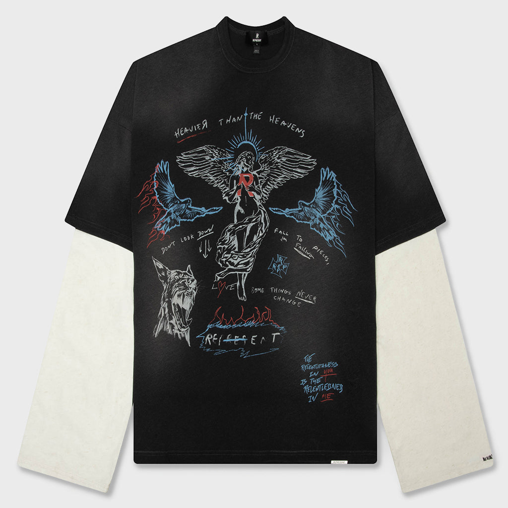Heavier Than The Heavens Long Sleeve T-Shirt - Washed Black