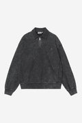 Carhartt WIP Lambert Polo Sweatshirt in Black (moon wash)