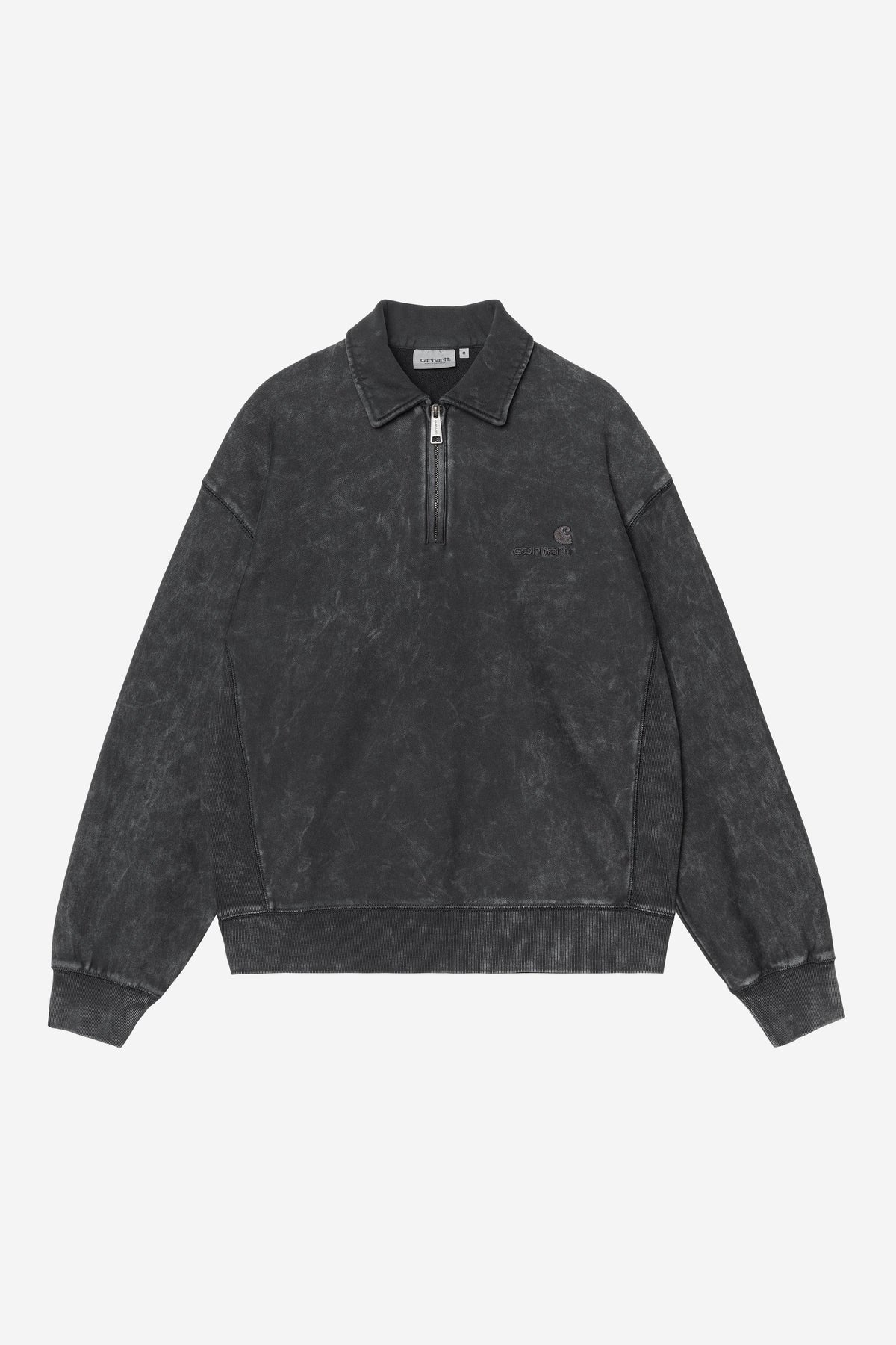 Carhartt WIP Lambert Polo Sweatshirt in Black (moon wash)