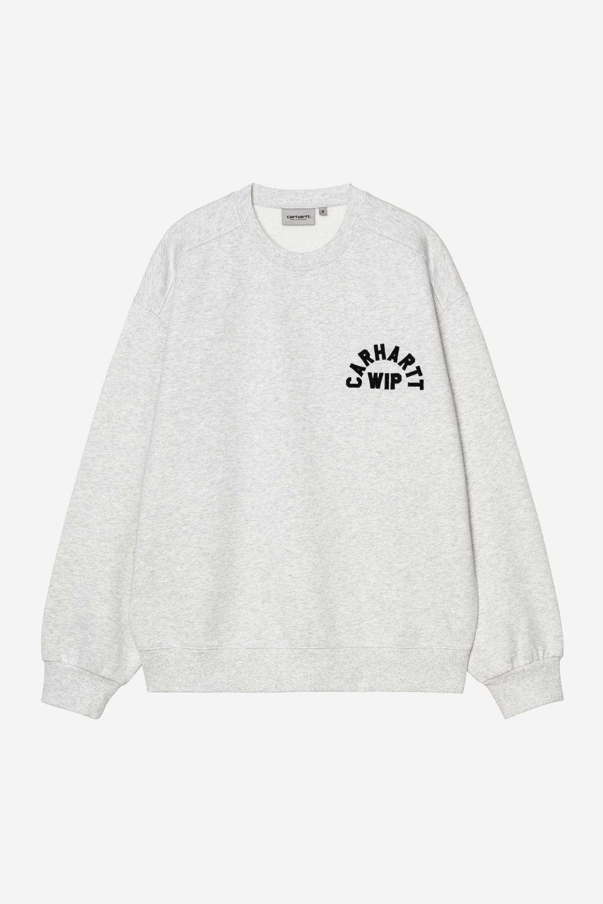 Carhartt WIP Arch Script Sweatshirt in Ash Heather / Dark Navy (stone washed)