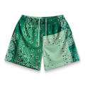 Green Patchwork Paisley Shorts