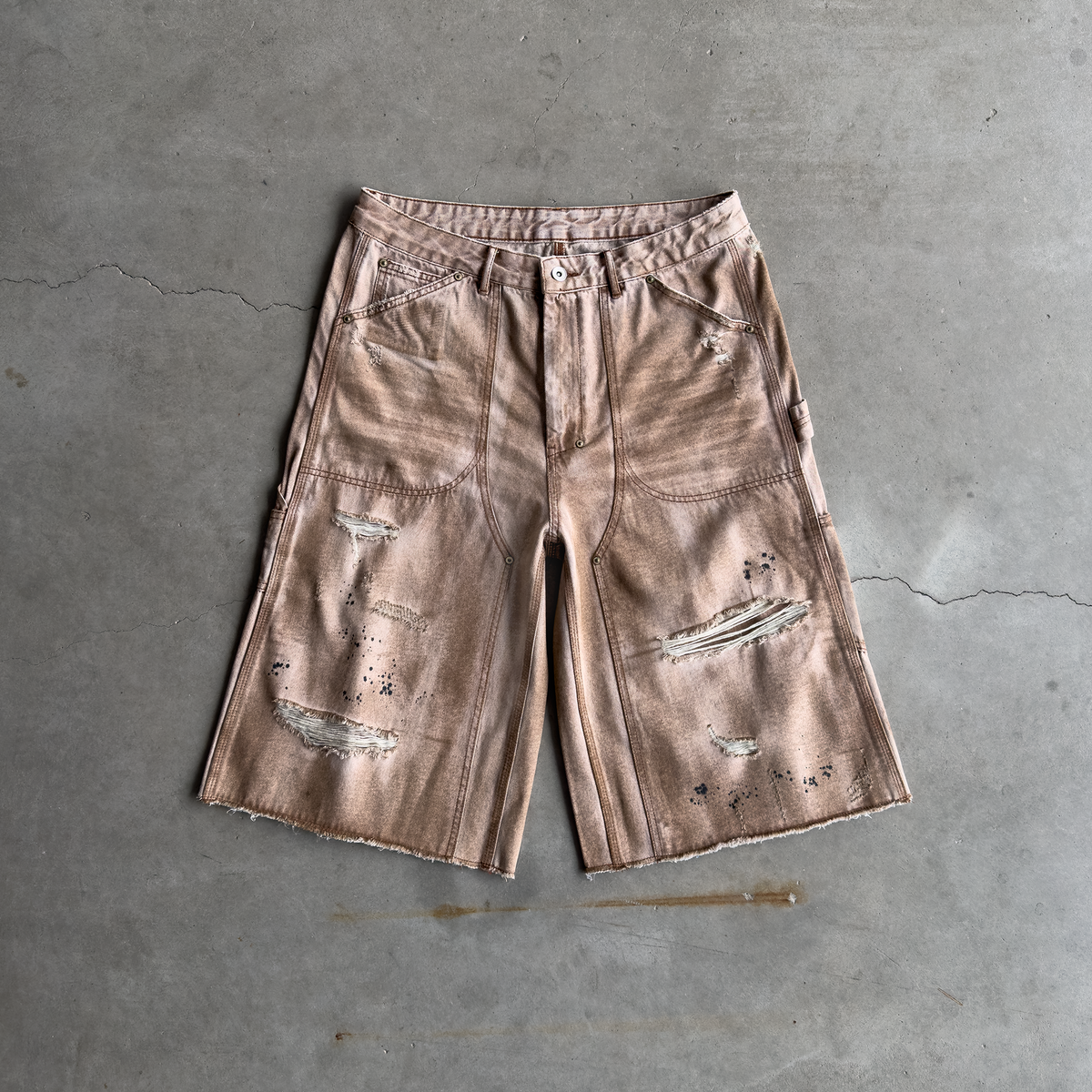Distressed Workwear Shorts