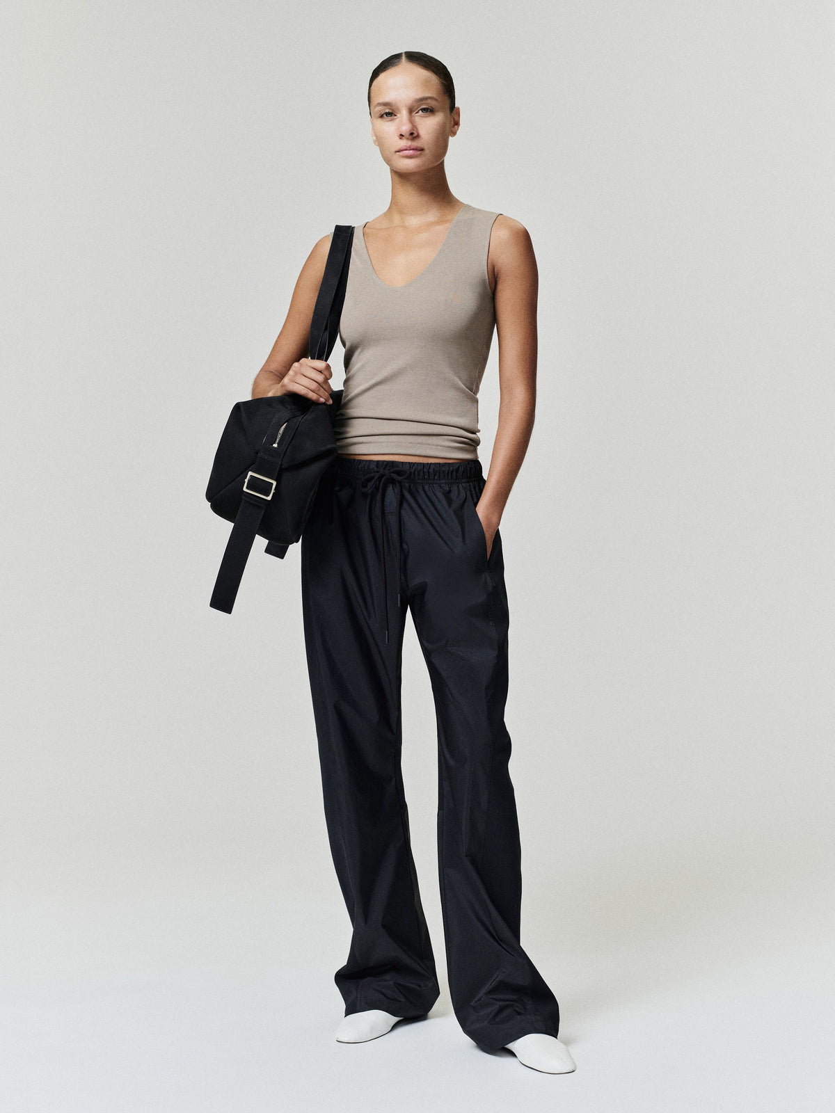 Womens Slim Panelled Rib Pant
