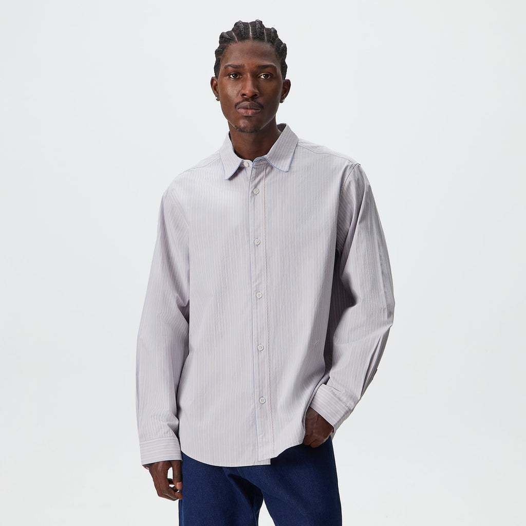 Kith Striped Poplin Georgie Shirt - Hydrangea