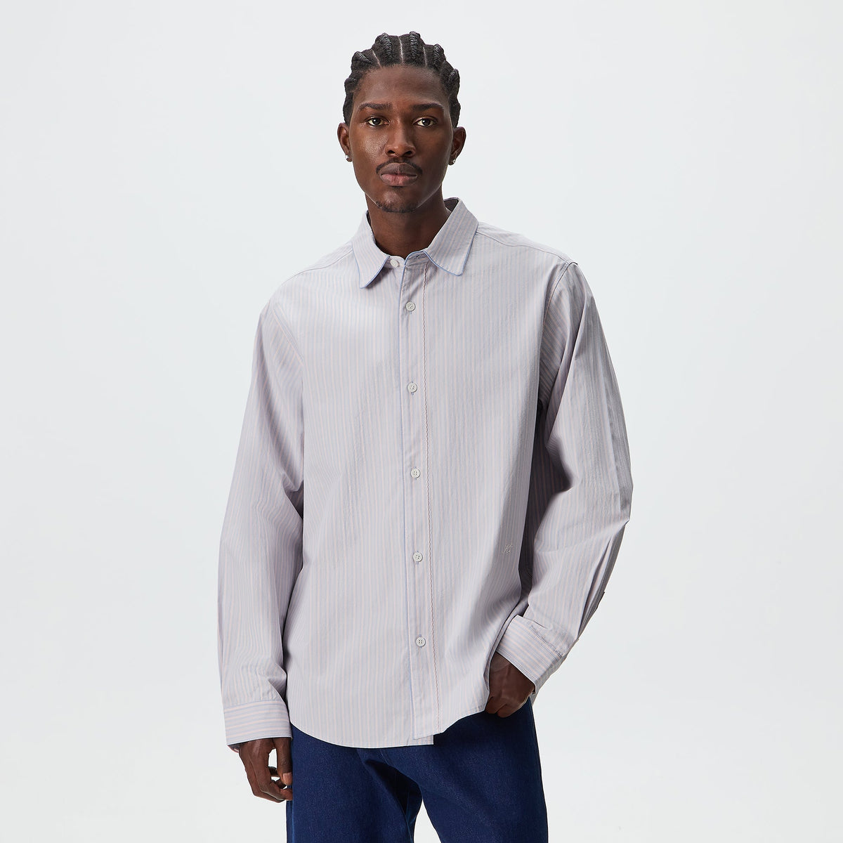 Kith Striped Poplin Georgie Shirt - Hydrangea