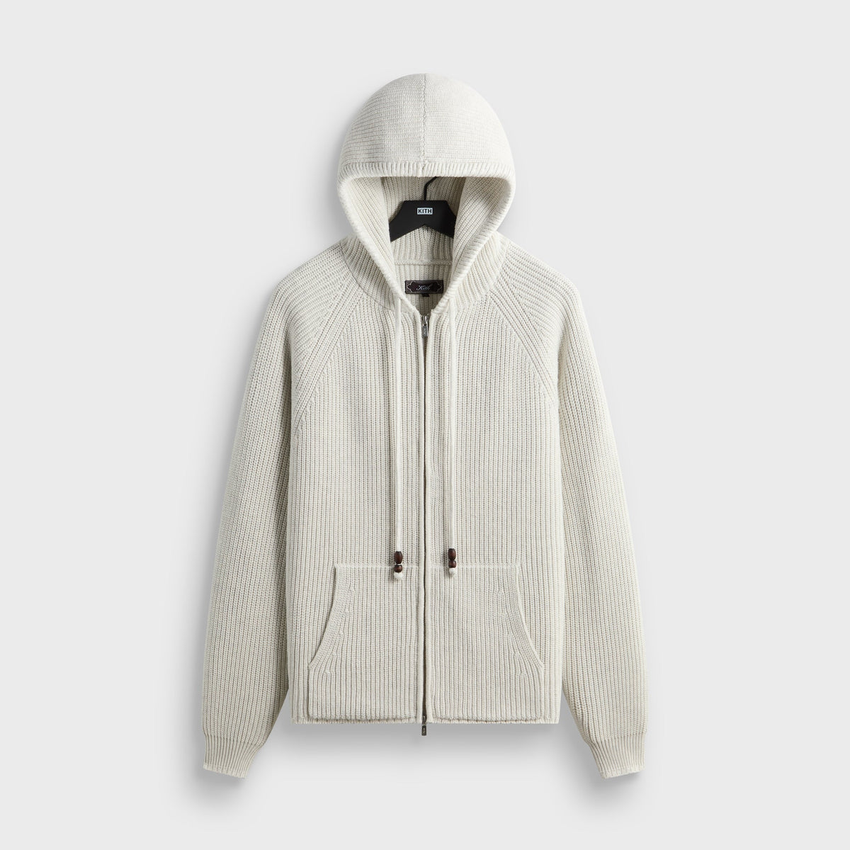 Kith Full Zip Knit Miles Hoodie - Light Heather Grey