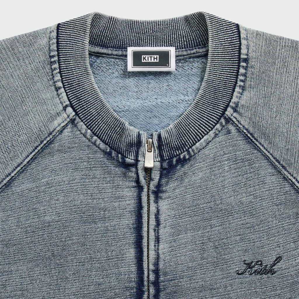 Kith Indigo Fleece Linus Full Zip Crewneck - Light Indigo