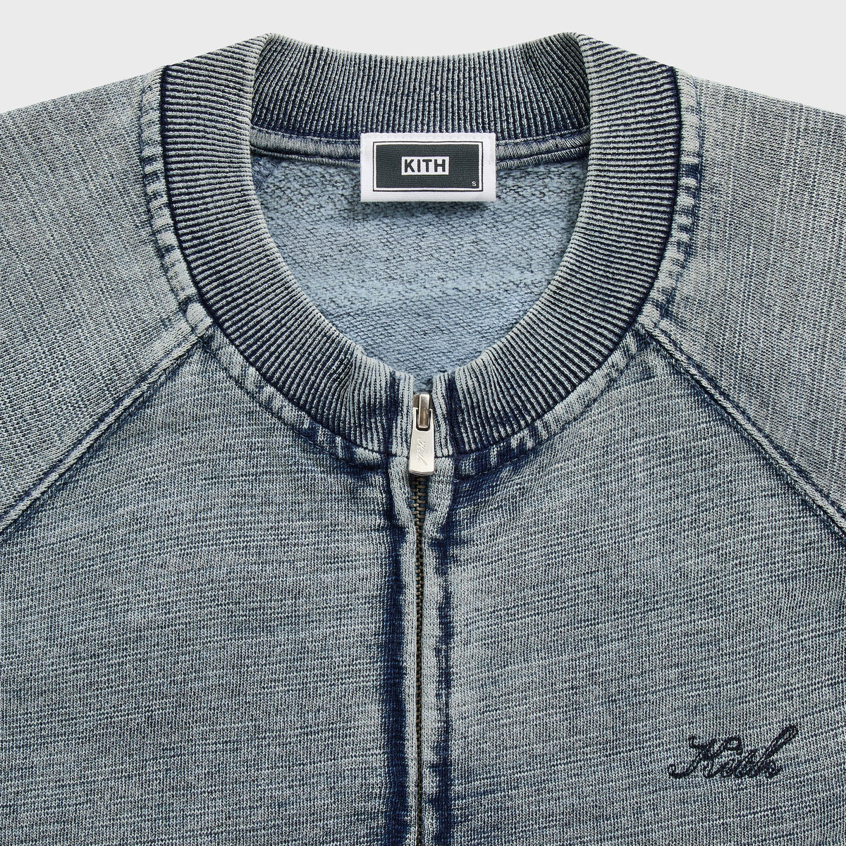 Kith Indigo Fleece Linus Full Zip Crewneck - Light Indigo