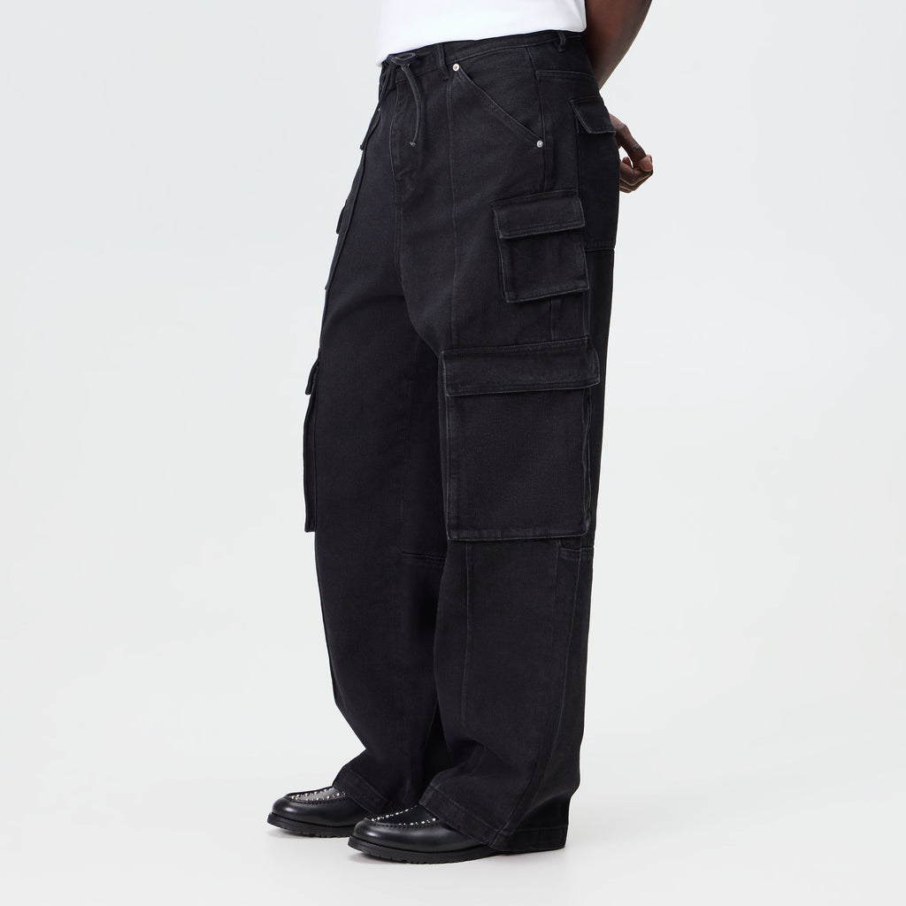 Kith Herringbone Denim Zane Cargo Pant - Black