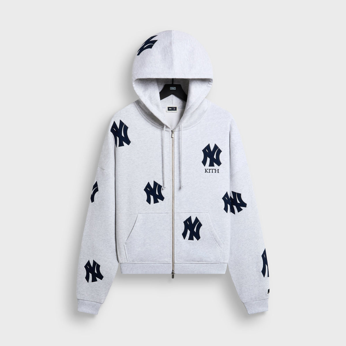 Kith for the New York Yankees Vintage Braxton Zip Hoodie - Light Heather Grey
