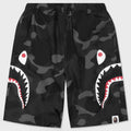 Kids Color Camo Side Shark Beach Shorts - Black