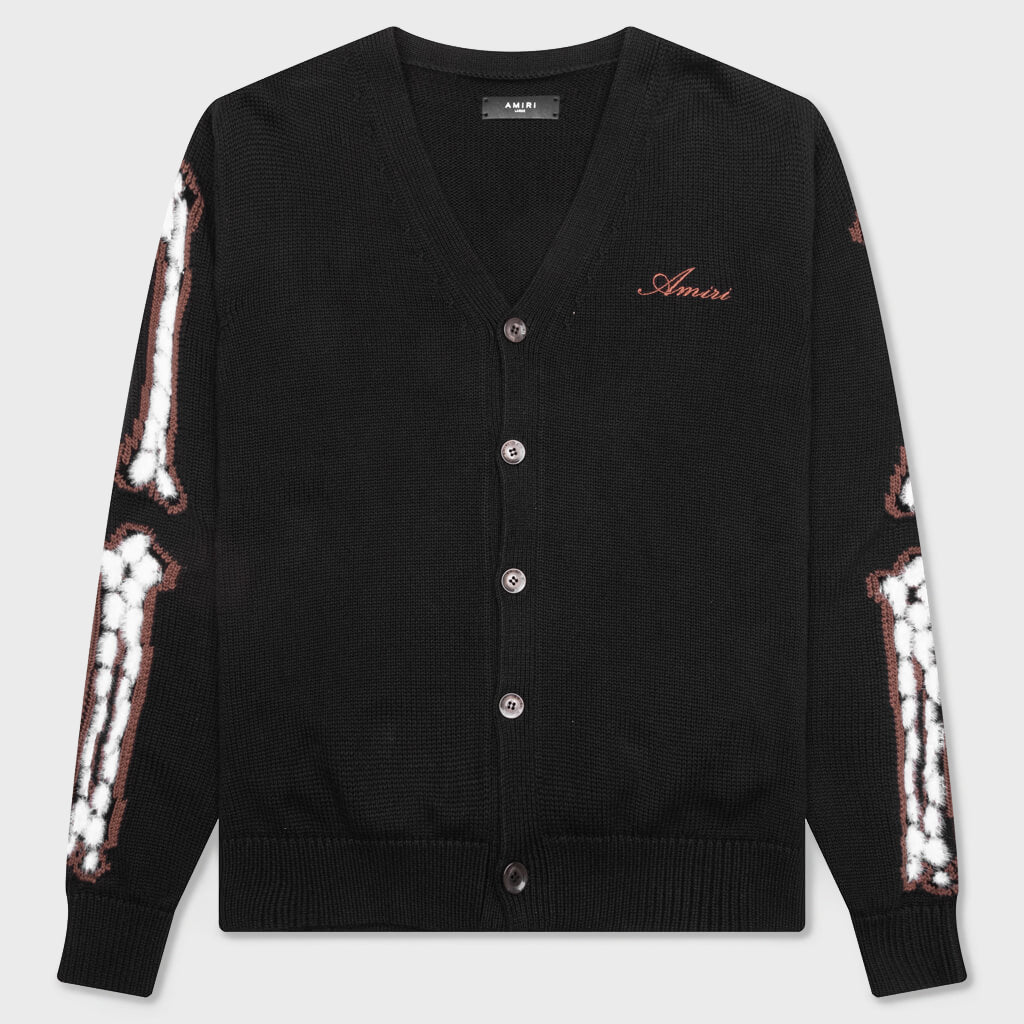 Leopard Bones Cardigan - Black