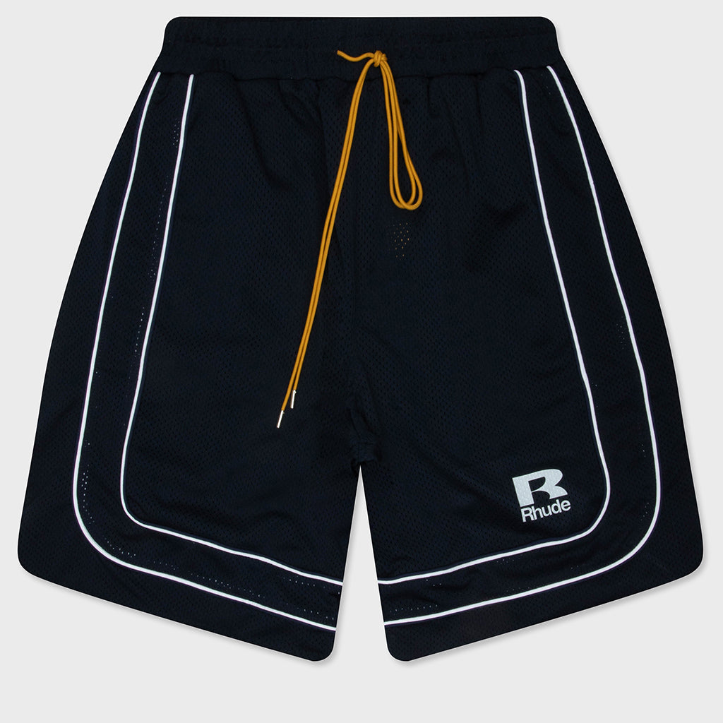 Rhude Mesh Piping Baggy Track Short - Navy/White