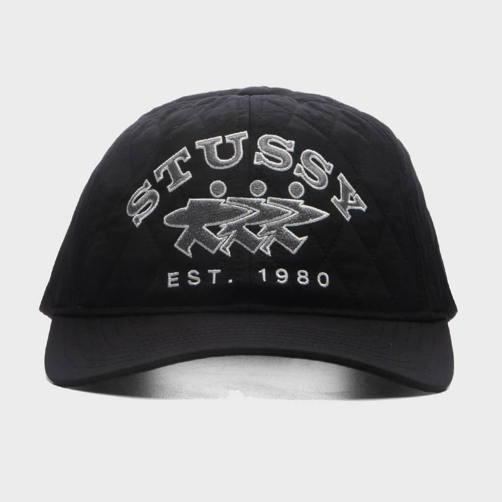 Quilted Surfwalk Snapback Cap - Black
