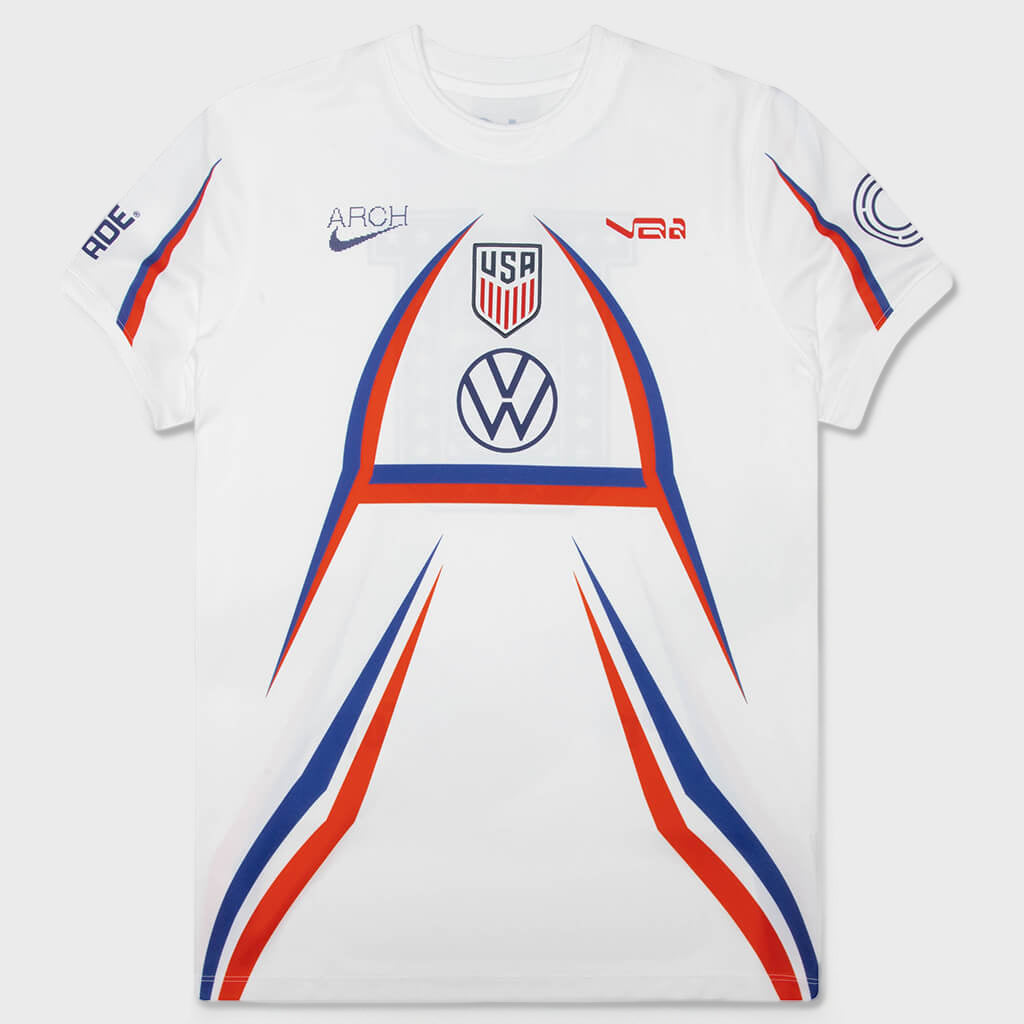 Womens S/S Soccer Top - White/Deep Royal Blue