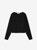 Womens Rib Knit Modern Cropped Boatneck