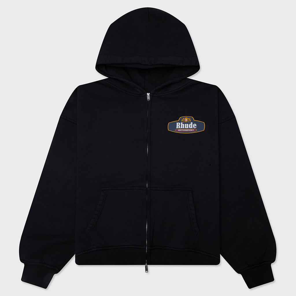 Racing Crest Zip-Up Hoodie - Vintage Black/Navy