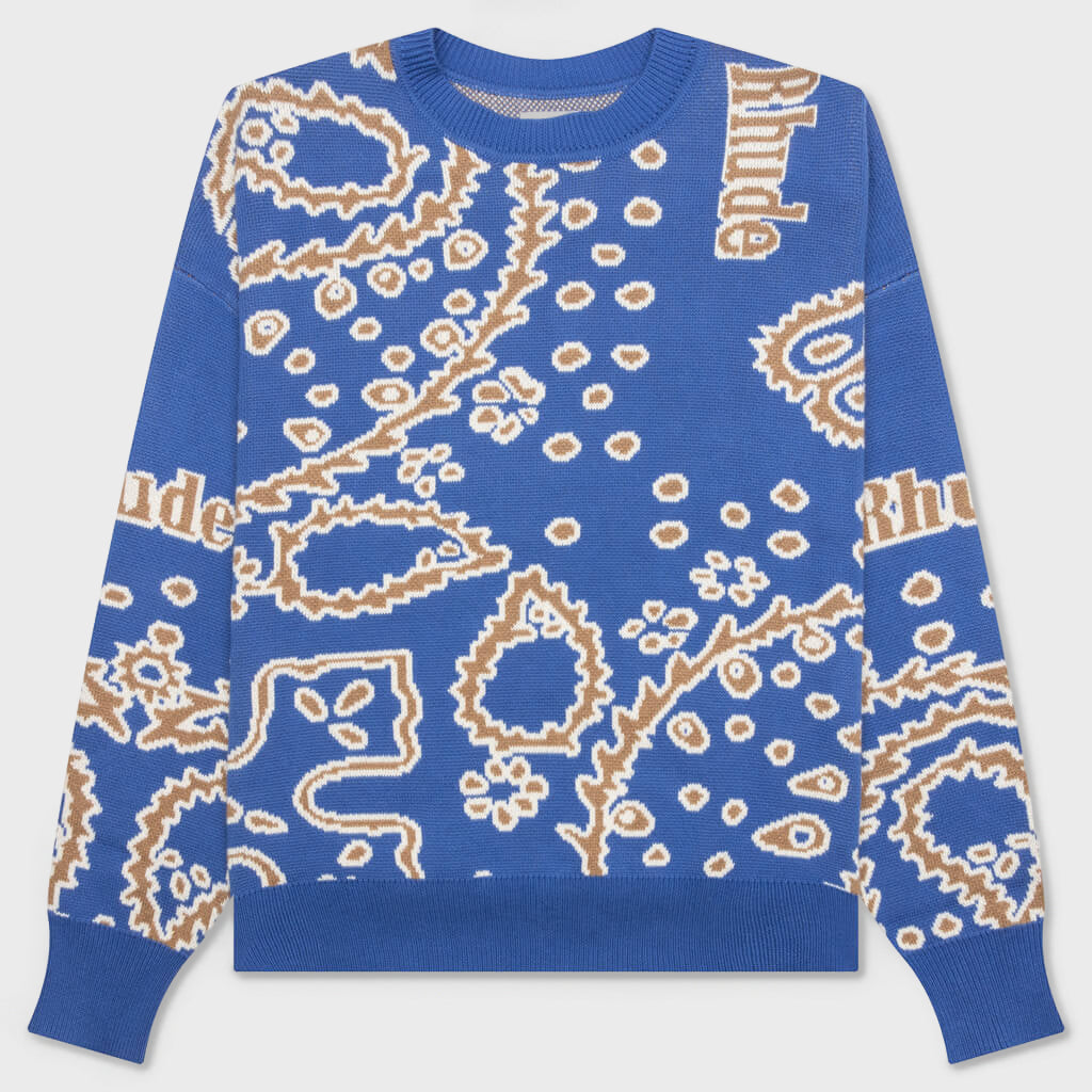 Bandana Knit Crewneck - Light Blue