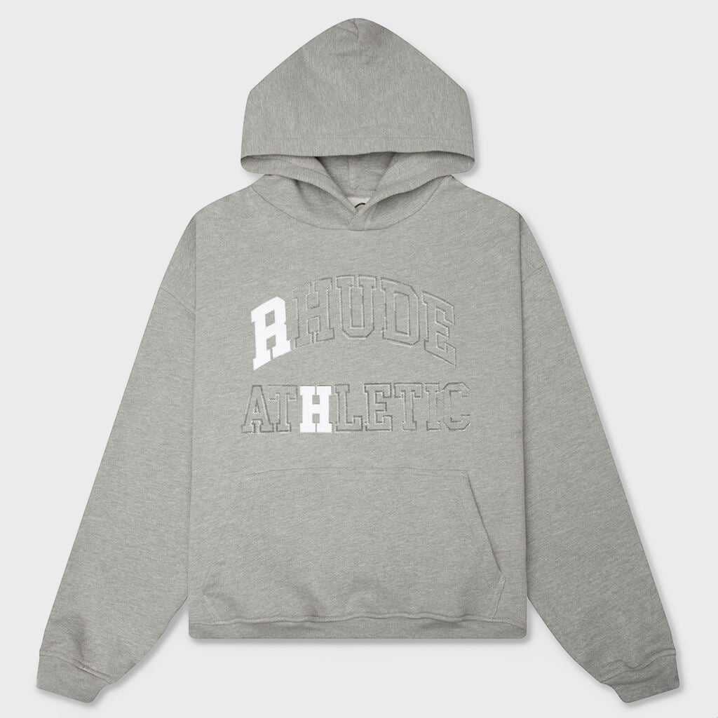 Rhude Athletic Hoodie - Heather Grey/White