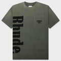 Rhude Logo Pocket Tee - Washed Olive/Black