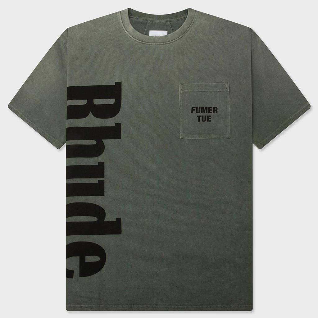 Rhude Logo Pocket Tee - Washed Olive/Black