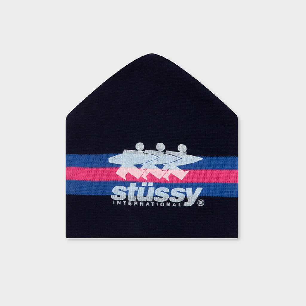 Stripe Ski Beanie - Navy