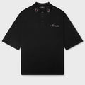Stud Collar Oversized Polo - Black