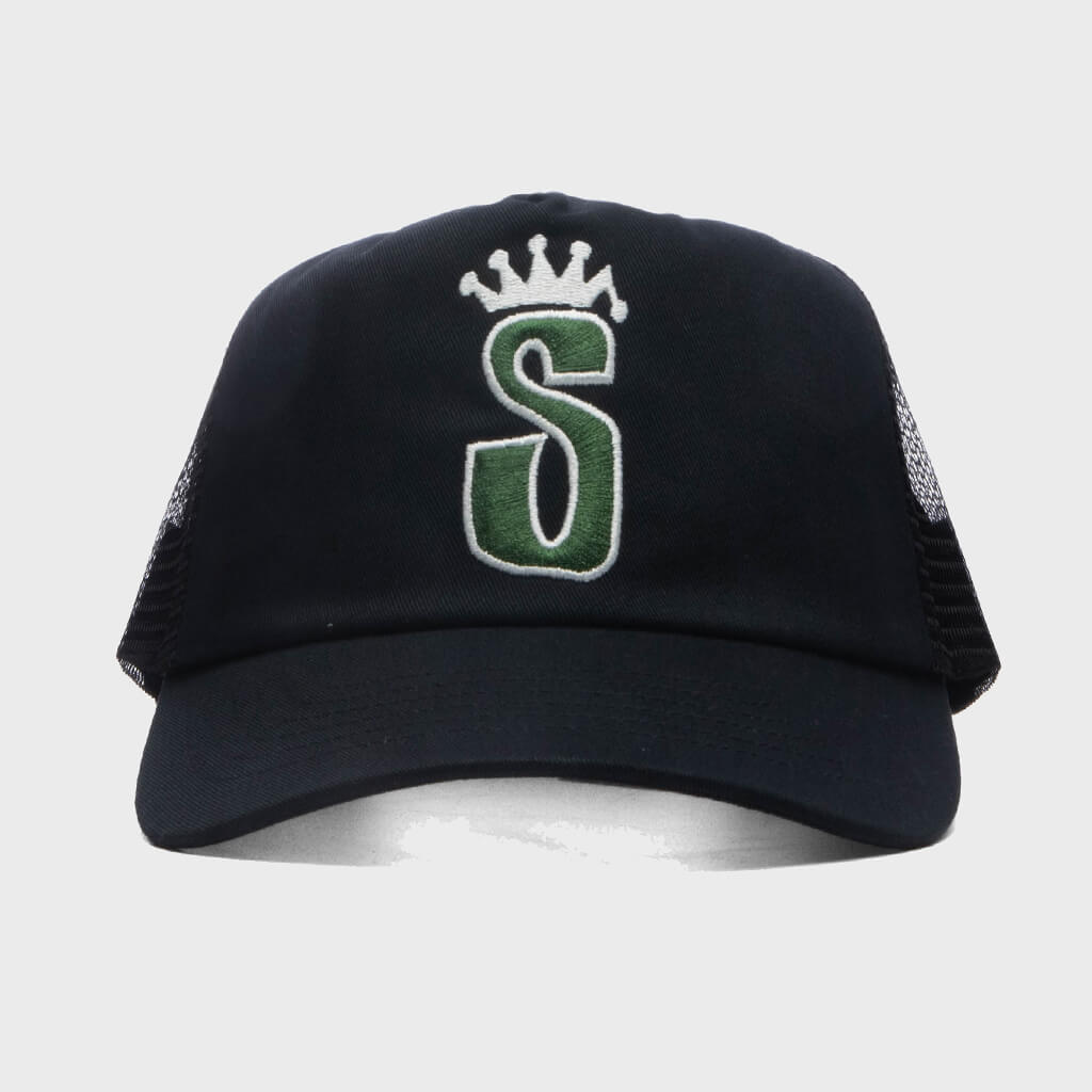 S Crown Trucker Cap - Black