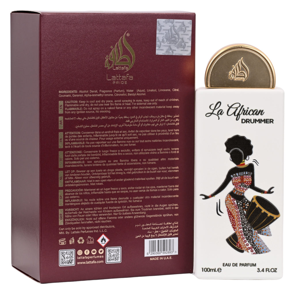 Pride La African Drummer Lattafa perfume unisex EDP 3.3 / 3.4 oz New in Box