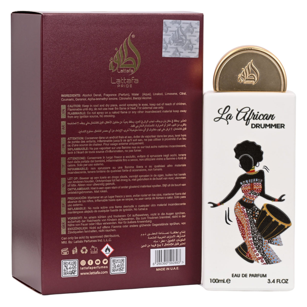 Pride La African Drummer Lattafa perfume unisex EDP 3.3 / 3.4 oz New in Box