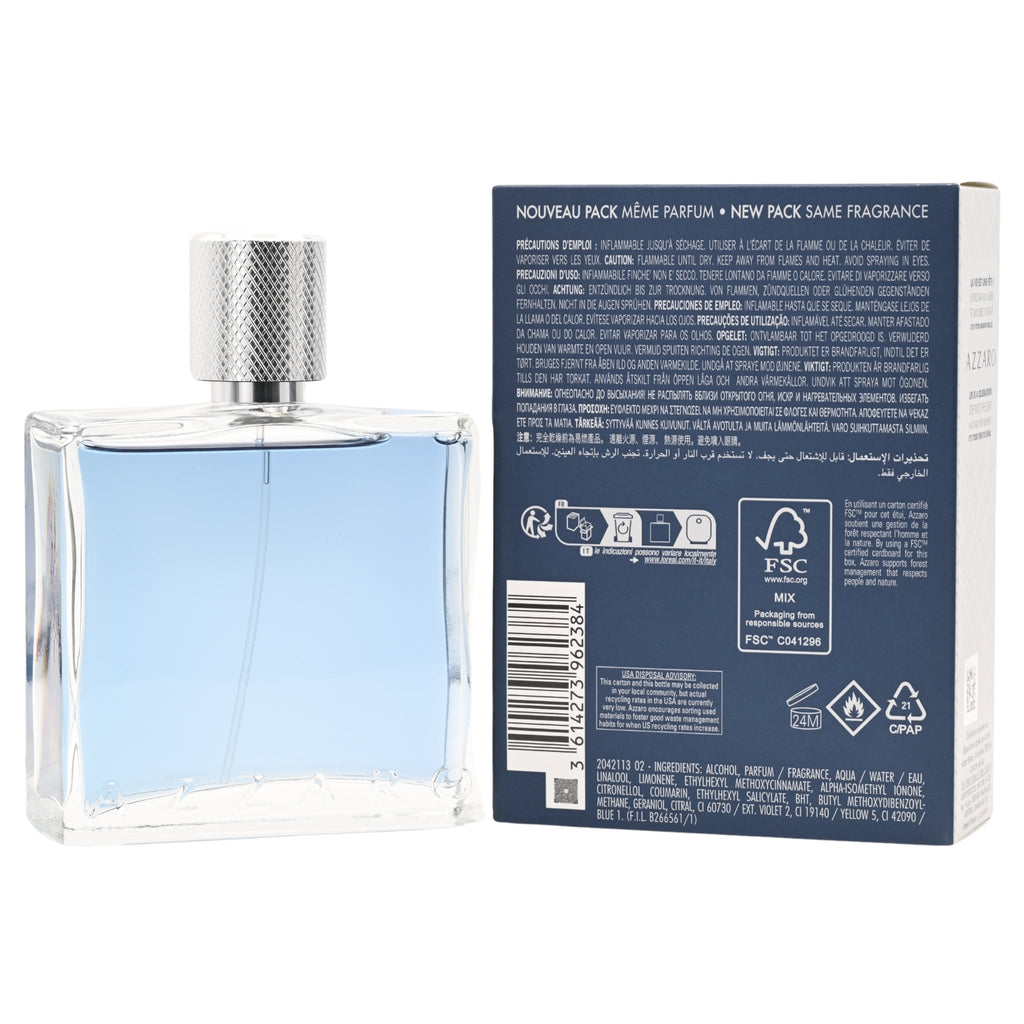 CHROME UNITED Azzaro Cologne for Men EDT 3.3 / 3.4 oz NEW IN BOX