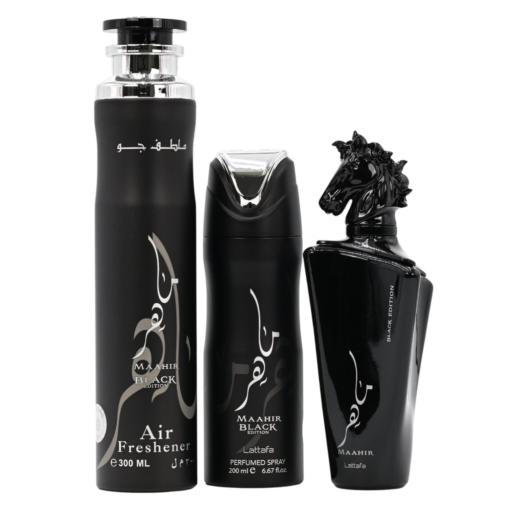Maahir Black Edition by Lattafa for Unisex 3pcs Gift set New in Box