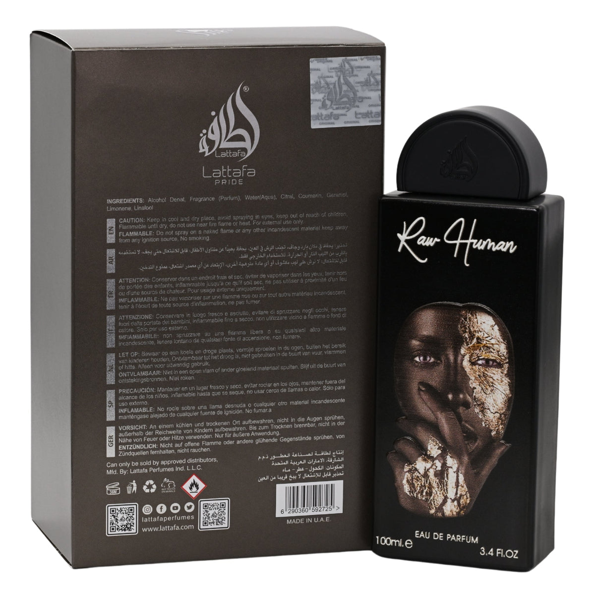 Pride Raw Human by Lattafa perfume for unisex EDP 3.3 / 3.4 oz New in Box