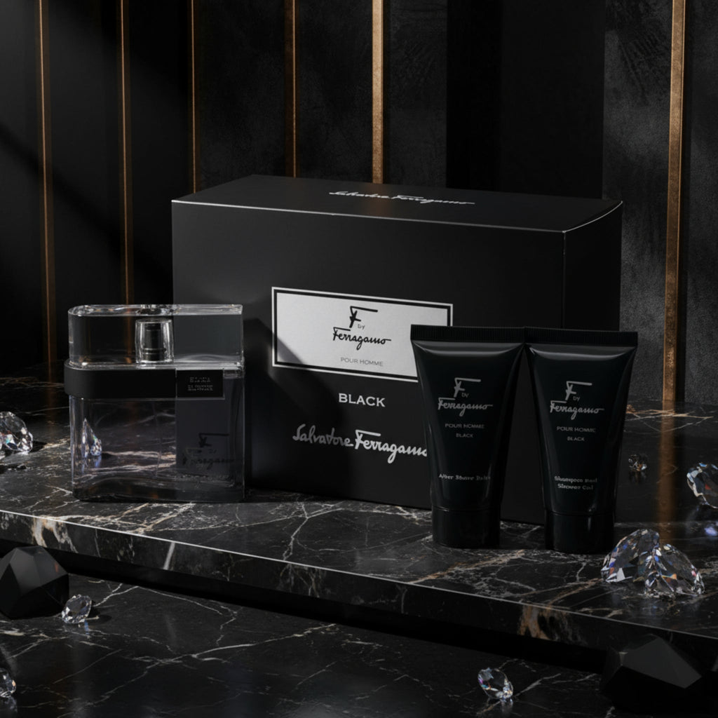 F Black by Salvatore Ferragamo for men 3 pcs gift set New in Box