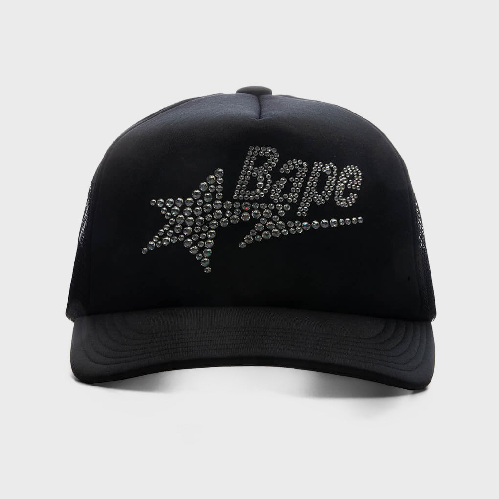 Women's Crystal Stone Bape STA Logo Mesh Cap - Black