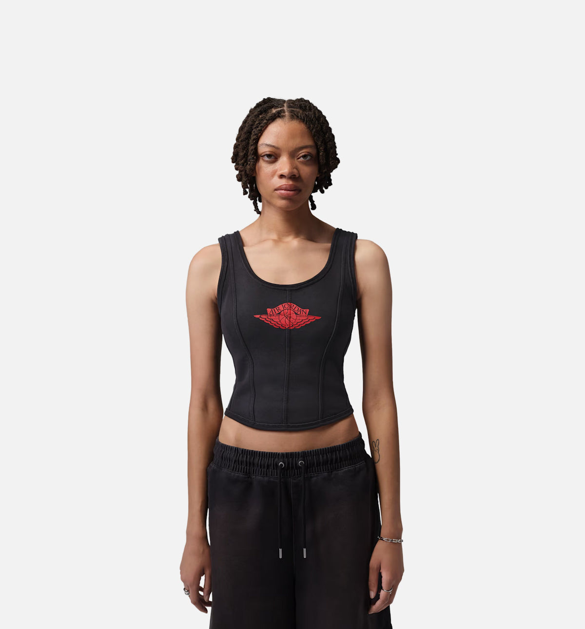 Flight Fleece Corset Womens Tank Top - Black/University Red