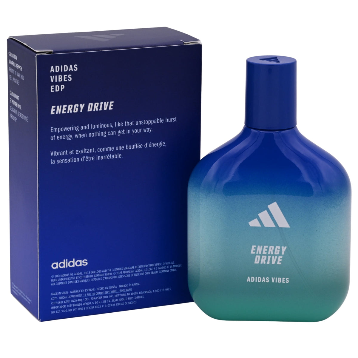 Adidas Vibes Energy Drive Eau de Parfum Spray for Men 3.3 oz (100 ml) New Retail Box