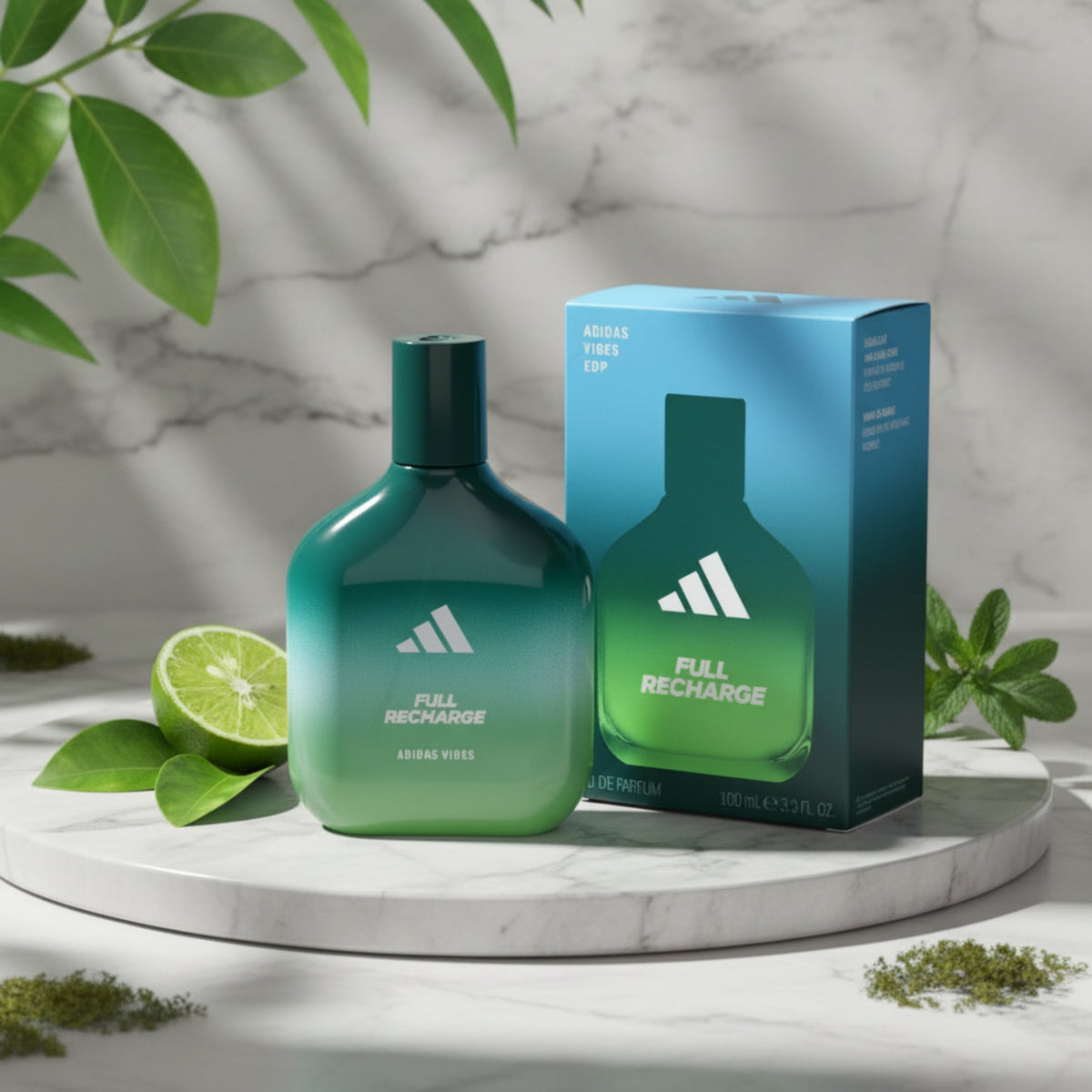 Adidas Vibes Full Recharge Eau de Parfum Spray for Men 3.3 fl oz (100 ml) by Coty