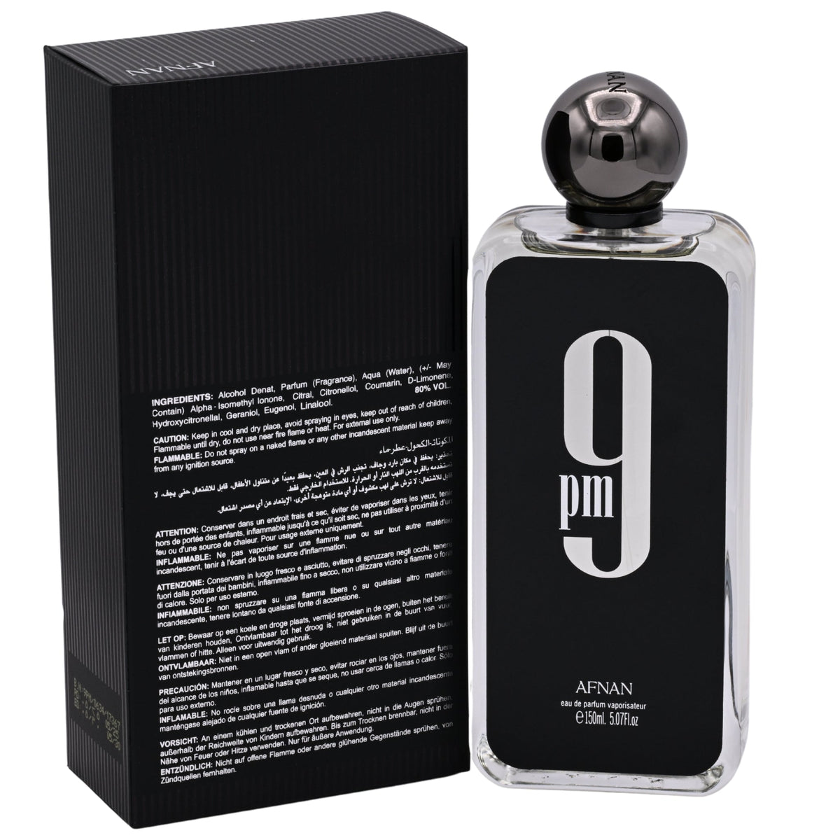 AFNAN 9 PM Eau de Parfum Spray for Men 5.07 oz (150 mL) - New Retail Box