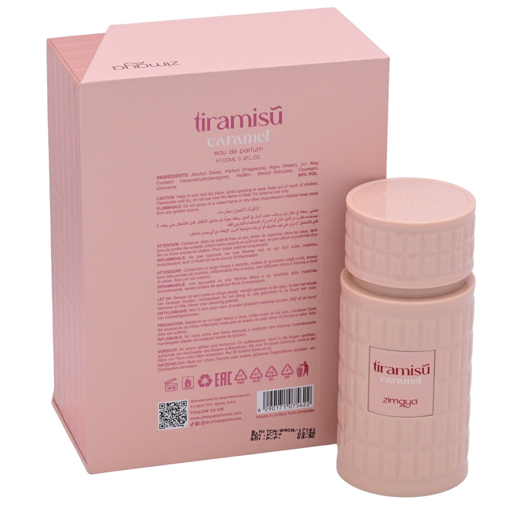 Afnan Zimaya Tiramisu Caramel EDP Spray Unisex 3.4 oz 100ml New Box