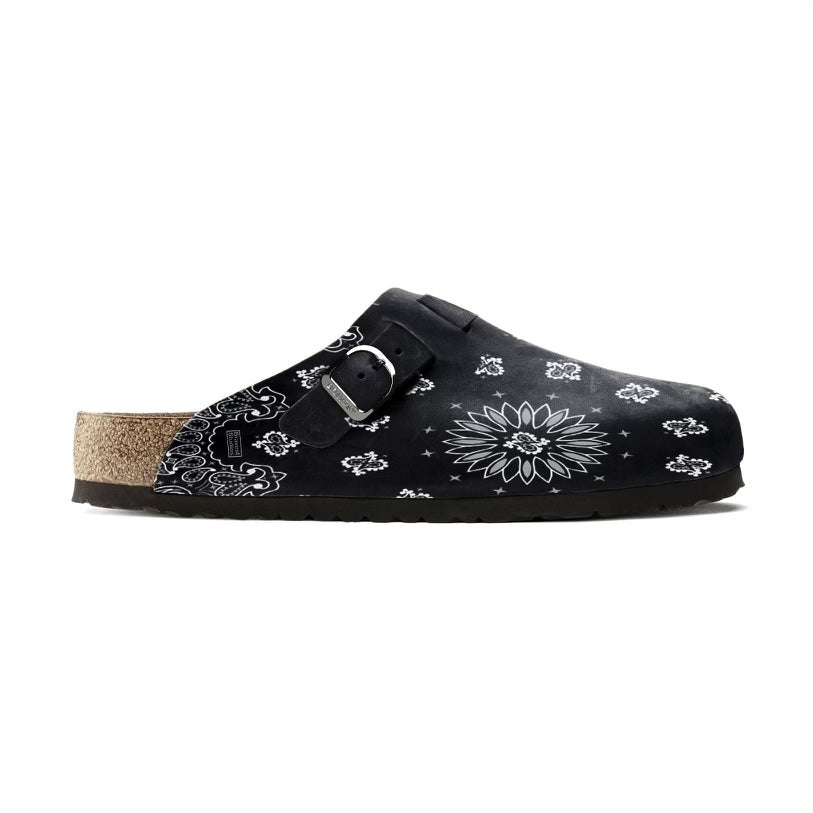 Black Suede Paisley Clogs