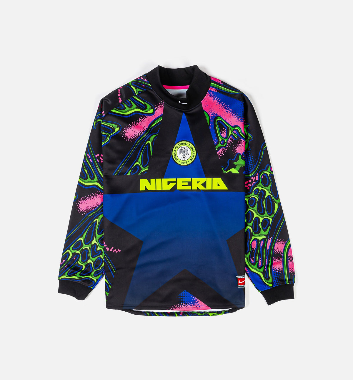 Nigeria Hollywood Keeper Long Sleeve Mens Jersey - Black/Transparent Pink/White